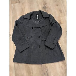 Details Intl Dark Charcoal Pea Coat Women’s Plus 1XL Fit & Flare READ